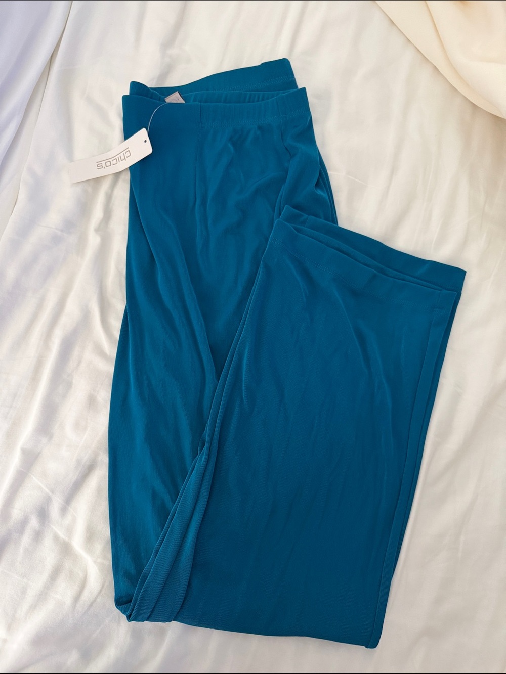 Chico's Easy-wear Teal Blue Wide-Leg Pants Short